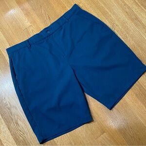 Kirkland Signature Blue Casual Flat Front Shorts 40 Zip Pocket Stretch Comfort